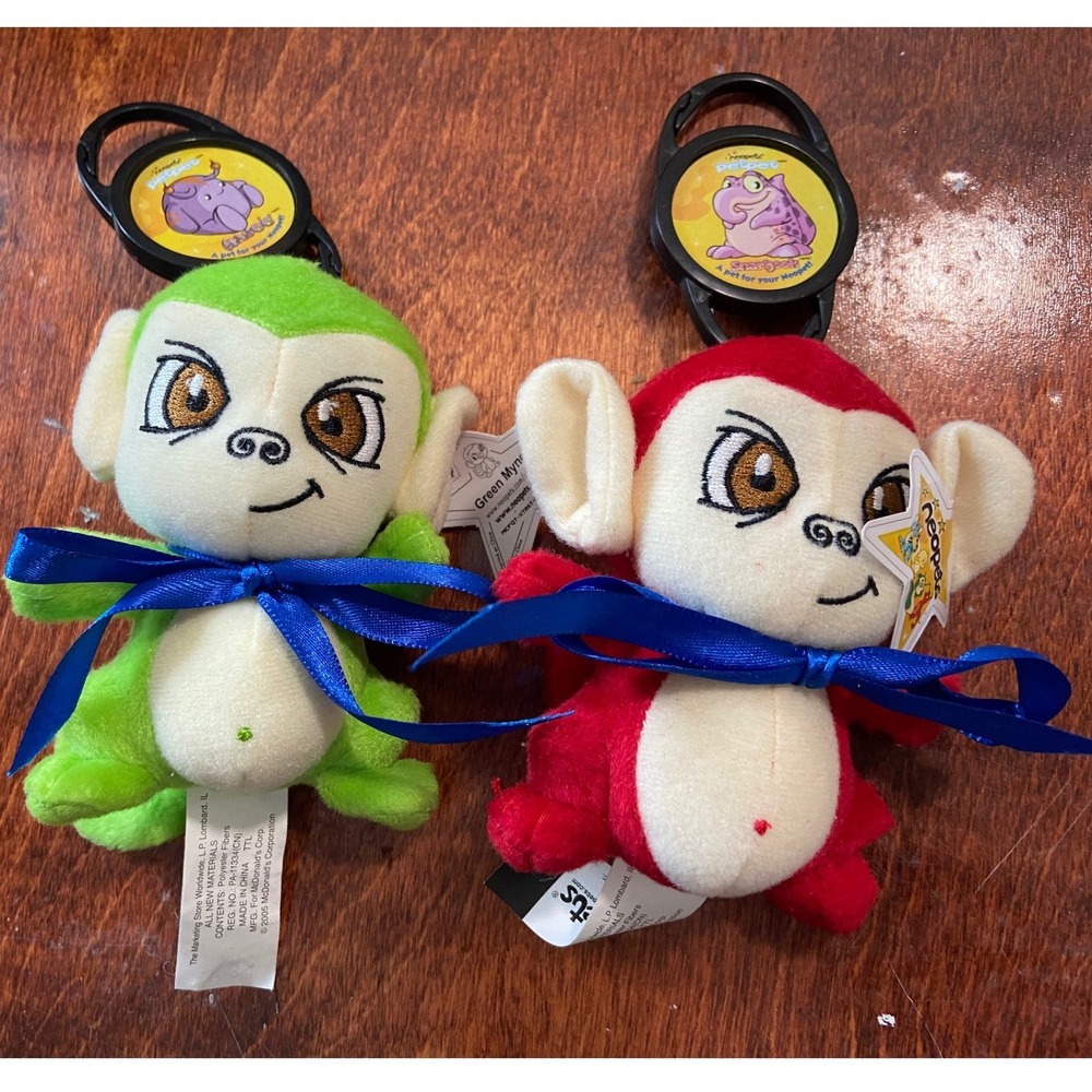 2005 Red & Green Mynci Mcdonalds Neopets Happy Meal Promo 4in Plush w/ Tags
